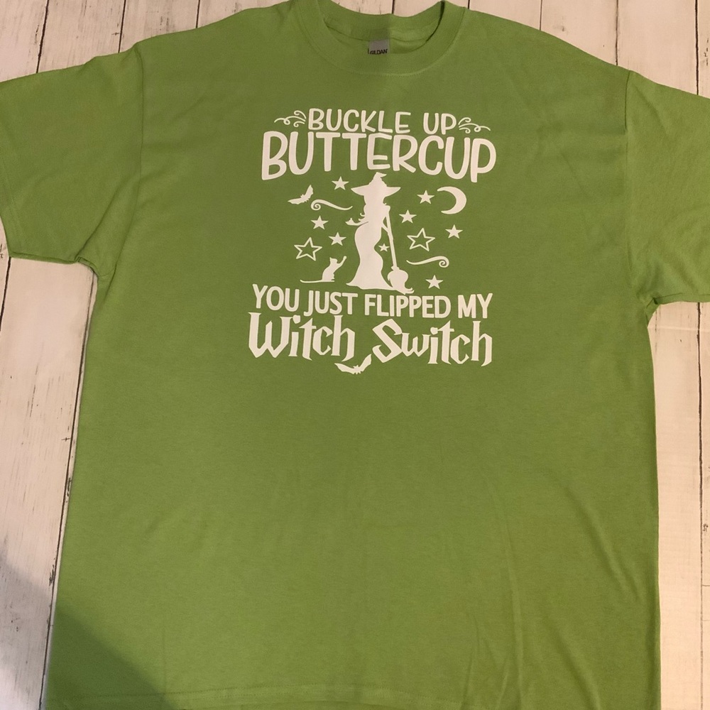 Gilden T-shirt Witch Switch, XL Green, 100% Cotton